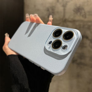 CrashStar Fashion Leather Texture Ultra Thin Hard Shockproof Phone Case For iPhone 15 14 Pro Max Plus 13 12 11 Solid Color Matte PC Phone Casing Anti-drop Protective Cover Shell With Full Cover Lens Camera Glass Film Hot Sale