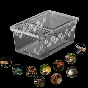 LUXURYLYN Plastic Reptile Tank Breathable Transparent Reptile Breeding Box Durable Reptile Transport Container For Lizards Geckos Snakes Spiders Scorpions Beetles Centipedes