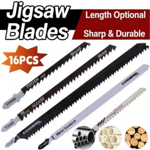 16PCS T-Shank Jigsaw Blades Set Fast Cutting Reciprocating Curve Saw Blade for Cutting Wood Metal