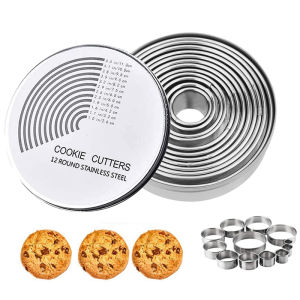 [Fast Shipping]12PCS Round Cookie Biscuit Cutter Set Stainless Steel Pastry Cutters Cake Decorating Tools DIY Baking Molds For Dough