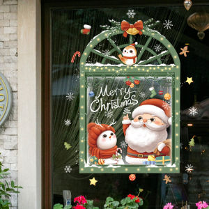 DECAL NOEL –HÍT TĨNH ĐIỆN Dán kính Cửa Sổ Ông Già Noel và Người Tuyết