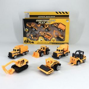 Diecast Set Miniatur Truk Excavator Beko Forklift Buldozer Molen Isi 6 Bahan Metal Alloy - Koleksi Mainan Mobil Anak Edukatif