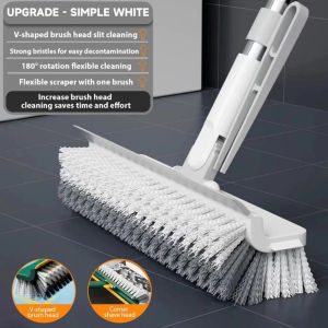Long-Handled Floor Brush 3-in-1 V-brush 180-degree Rotating Brush Head For Cleaning Bathroom Kitchen