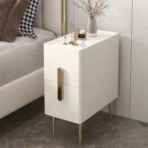 Free Installation Bedside Cabinet Solid Wood Cabinet Simple Bedside Table Bedroom Cabinet Locker Metal Legs Locker