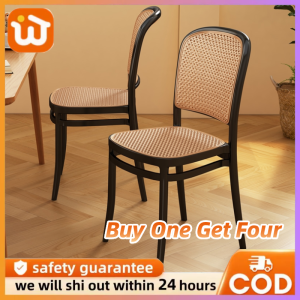 Nordic Rattan Chair  Vine Woven Plastic Chairs Backrest Chair Home Chair Dining Chair Stackable
