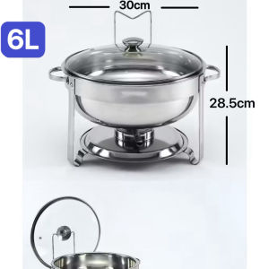 ROUND Chaffing Dish 304 Stainless Steel Food warmer Double Bow with Lid Holder