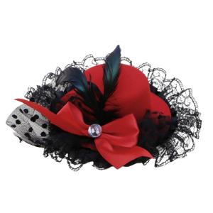 Nữ phong cách mới nơ kẹp tóc ren lông mũ nhỏ cài đầu ưa thích bên fascinator