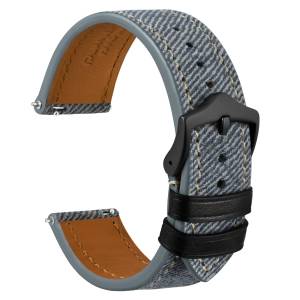 WOCCI Dây Đồng Hồ Họa Tiết Denim Da Ý Khóa Inox Côn Chiều Rộng Dây Đeo 18mm 20mm 22mm2026