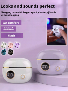 หูฟังจอแสดงผลดิจิตอล ฟังทันทีที่ถอดออก สีดําเย็น หูฟังอินเอียร์ อายุการใช้งานแบตเตอรี่ยาวนาน