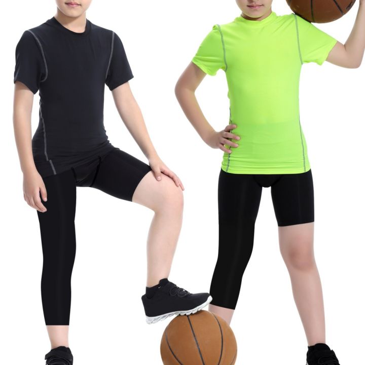 2PCS Kids Compression Base Layer Running Sets Survetement Football  Basketball Soccer Training Pants Shorts Sport Tights Leggings