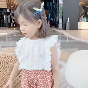 Kyiibaby Girls suspenders Set summer western style baby flounces sleeveless vest fashionable chiffon kybb015