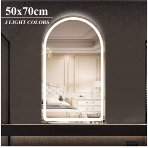 Bathroom Arch Mirror With Led Tricolor Light Wall Decor Toilet Smart Vanity Mirror For Bathroom
