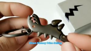 Cartoon Dinosaur Keychain Metal Movable Feet Creative Zinc Alloy Bag Pendant Car Key Rings For Men