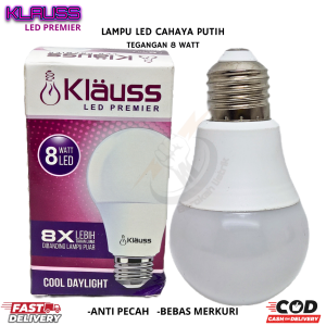 Lampu LED SNI Klauuss 8W Energi Hemat Anti Pecah - Cahaya Putih Cooling Daylight
