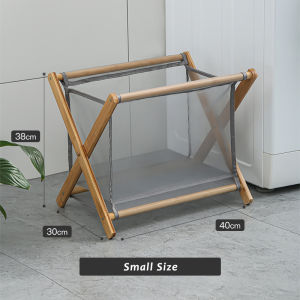 JustLiving 1PC Large Capacity Folding Dirty Laundry Basket Wood Material Dirty Clothes Storage Basket Laundry Bag Clothes Storage Basket Household Bamboo Wooden Bathroom Laundry Stuff Storage