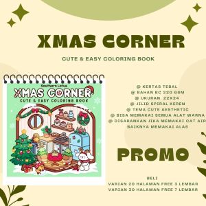 Xmas Corner Cute And Easy Coloring Book For Adult And Kids - Buku Mewarnai Tema Natal Kertas Super Tebal