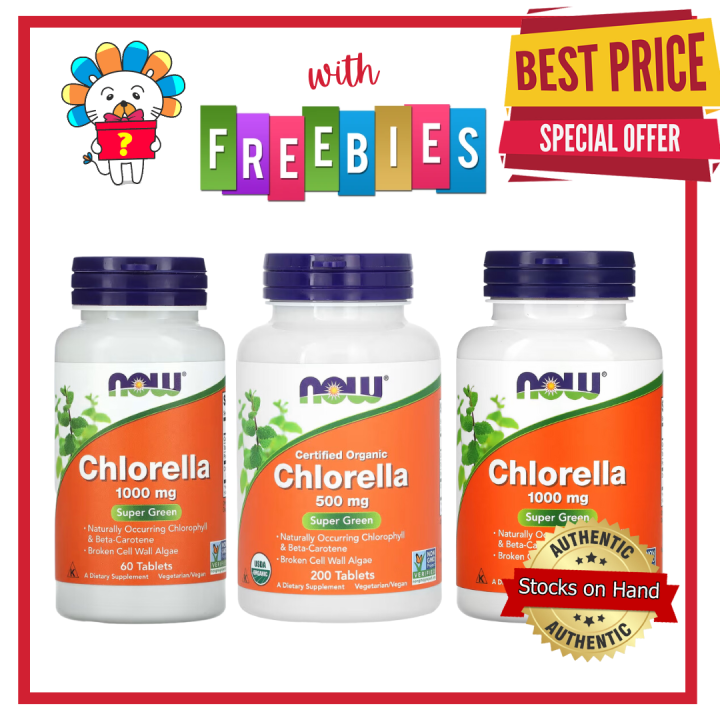 Now Chlorella 500mg & 1000mg Certified Organic II 60 & 120 Tablets ...