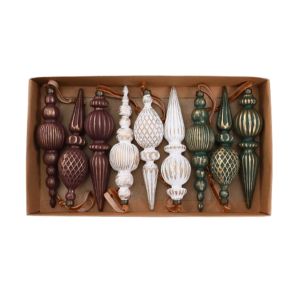 FANGAN Conical Shape Vintage Finial Christmas Ornaments Antique Style Plastic Christmas Tree Pendants Reusable Classic DIY Xmas Balls Hanging Pendants Christmas Party Decor