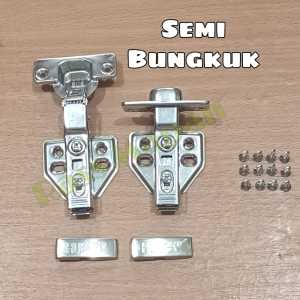 1 PASANG Engsel Sendok SUS 304 Hidrolis Hidrolik Slow Motion Soft Close Huben Diameter Coak 35mm