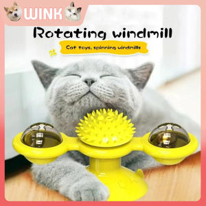 Cat Toy Windmill Cat Kitten Interactive Toy with Catnip Cat Toy Puzzle Whirling Cat Turntable