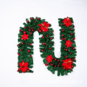 Msia (Ready Stock) 270cm Christmas Wreath Ornament Rattan Tree Garland Hanging Artificial Door Party Decoration