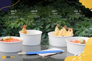 น้องกล่องกลม ถ้วยคราฟท์พร้อมฝาพลาสติก 25ชุด - กระดาษ #foodgrade เคลือบกันมัน กันซึม ไม่รั่ว สามารถเข้าไมโคเวฟได้ 1-2 นาที ขนาด S, M, L, XL - 750ml, 1000ml