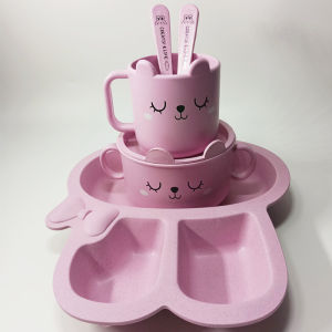 Piring Anak Set Peralatan Makan Bayi Karakter Bebek Duck Tableware Feeding Set Wheat Fiber DOVANA