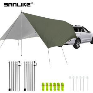 SANLIKE Roadhouse Tarp Hunting Camping & Overland Shelter Outdoor Car Rear Tent Canopy SUV Special Car Roof Extension Tent Sunscreen Rainproof