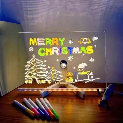 Magical Lightboard Childrens Luminous Drawing Board USB Charging Educational Handwriting Board Transparent Acrylic Erasable Handwriting Board DIY Toy Gift For Kids Boys And Girls