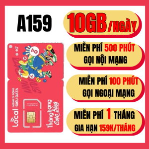 Sim Mobifone Local A159 Miễn Phí Tháng Đầu Sẵn 10GB/Ngày + Gọi Nội Ngoại Mạng Thả Ga Giá Chỉ 159K/Tháng Chính Chủ | FREESHIP - CHƯA KÍCH HOẠT
