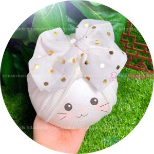 Mũ Turban Cho Bé Gái Nơ Tiểu Thư