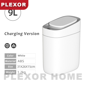 Plexor Automatic Bathroom Trash Can with Soft Close Lid 9L/15L Slim Sensor Garbage Can for Narrow Space Plastic Trash Bin Waterproof Motion Sensor Trash Bin for Bedroom Living Room Office Kitchen