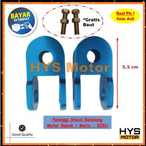 HYS Peninggi Shock Belakang Matic Metic Metik Bebek Honda Yamaha Suzuki Xride Supra Beat Mio Dll Pangkon Bentuk U - Naik 3 CM