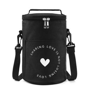 Round Insulated Lunch Box Bag Thick Aluminum Foil Single-Shoulder Leak Proof Portable Lunch Bag for Work Picnic Beach or Travel