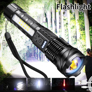 Flashlight USB Charging Zoom Power Display Outdoor Emergency Flashlight Warning Light Rechargeable Hand Torch