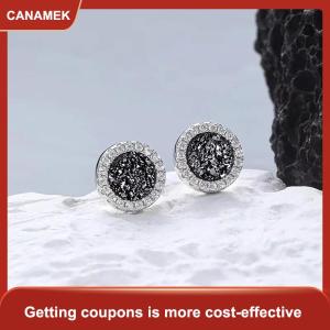 【CANAMEK】 Vỡ Zircon Stud Bông tai cho nam giới chàng trai titan thép tròn bông tai nhỏ tối giản quà tặng đồ trang sức