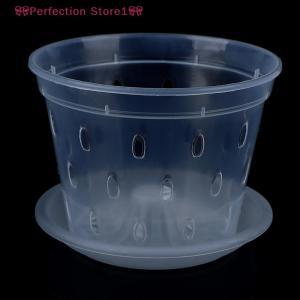 🎀Perfection Store1🎀 1Pc Flowerpot Garden Planter Drainage Pots with Holes Transparent Orchid Baskets Plastic Breathable Flower Pots Accessories