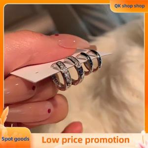 ✨QK shop✨ 4PCS Aesthetic Zircon Crystal Hoop Earrings Simple Fashion Ear Buckles For Women Girl Trendy Cool Daily Wear Jewelry Accessories