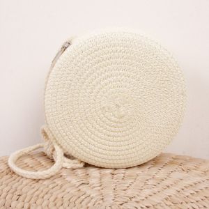 AKZDXE Handmade Women Girl Round Shoulder Bags Rattan Woven Straw Bag Straw Handbag Summer Beach Bag