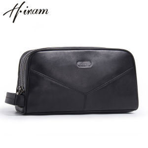 Hiram Genuine Leather Men Cosmetic Bags Luxury Designer Toiletry Storage Bags Wash Bags Makeup Bags Travel Organizer Bags Handbags