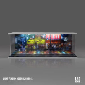 1/64 Car Diorama Garage Parking Lot Model LED Lighting PVC Garage DIY Scene DieCast Car Model Garage for Car Model Toy Gift