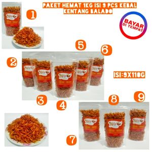 Kentang balado Kentang mustofa Kripik kentang paket 9in1 hemat Kentang kriuk Makanan Ringan Cemilan kentangg