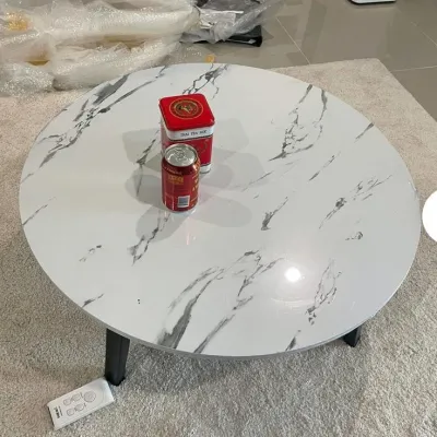 โต๊ะพับญี่ปุ่น หน้ากลม ลายหินอ่อน ขนาด 60x60 ซม.️ หนาถึง1.5cm โต๊ะทรงกลม