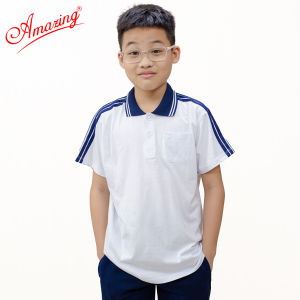 Áo thể dục 3 sọc vai cổ trụ có 1 túi cho học sinh nam nữ các cấp big size đến 100kg hiệu Amazing