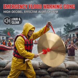 OUREAL 15-42cm Hand Gong Wooden Stick Loud Resonant Children's Gong Toy Thickened Flood Alert Warning Gong Festival Party