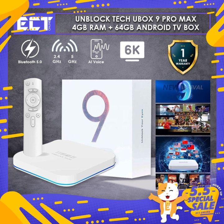Unblock Tech UBOX 9 Pro Max 6K Resolution Android Smart TV Box for 