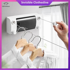 HKStorage Perforated Invisible Clothesline Retractable Double Wire Stainless Steel Wire Rope Hotel Indoor Bathroom Drying Racks Other Storage