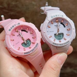 Watchhiend นาฬิกาข้อมือแฟชั่นหญิง เบบีจี หน้าปัดขนาด 45 มม. มีสองระบบเข็มกับดิจิตอล จับเวลา ตั้งปลุก มีวันที่ เดือนปี พร้อมกล่องคาสิโอ้