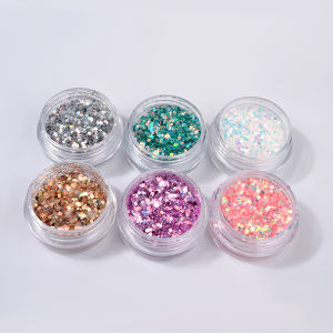 6 color Nail Art Symphony Glitter Sequins Light Therapy Brightening Powder Manicure Decoration美甲幻彩闪粉亮片 光疗璀璨亮粉 指甲油装饰品 6个装