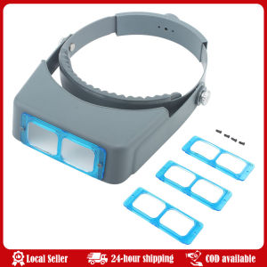 Double Lens Head-Mounted Magnifier Glasses Binocular Loupe Headband for Jewelry Watch Repair Jewelers Watchmaker Tools Headband Magnifier Binocular Mounted Magnifier Loupe Jewelry Visor Optical Glass Binocular Magnifier with 4 Magnifications